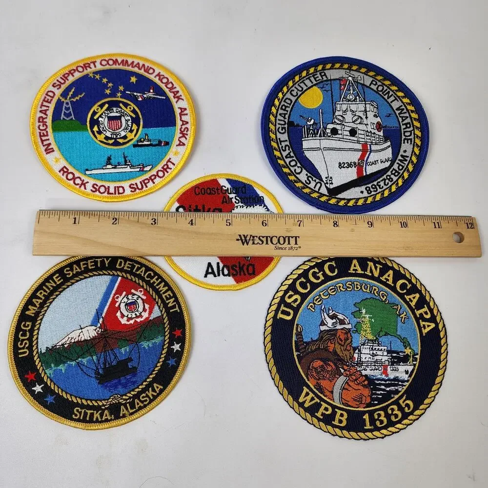 Lot of 5 USCG Coast Guard Patches AK Anacapa Support Command Sitka & Point Warde